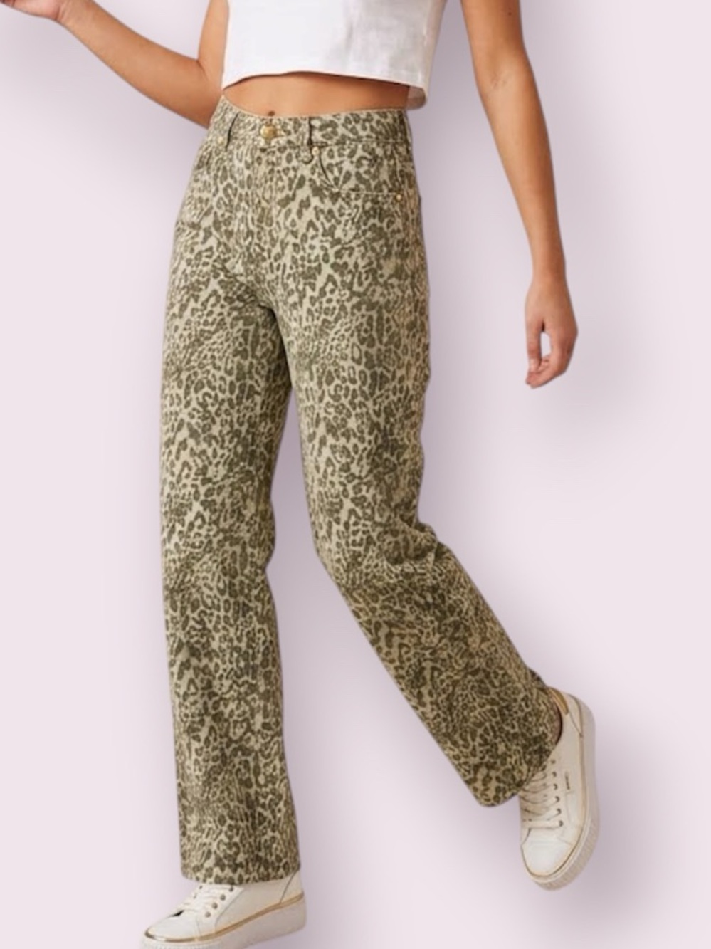 Disclosure Leopard Print Wide Leg Jeans Gray Size 25 Waist